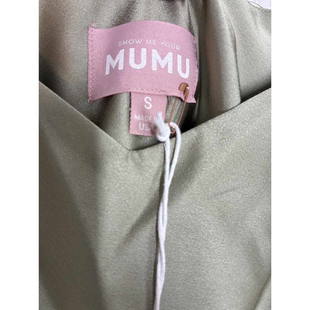 Show Me Your Mumu Faith Maxi Dress Womens Small Green Satin V Neck Wedding - Picture 15 of 16